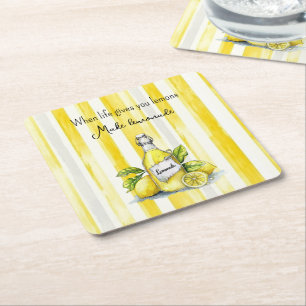 Dessous-de-verre Carré En Papier Fruits Jaunes Citrons Font De La Limonade