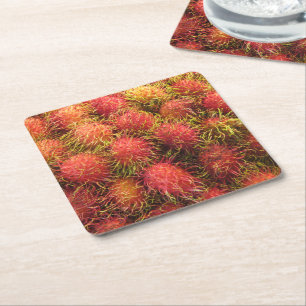 Dessous-de-verre Carré En Papier Fruits tropicaux Rambutan