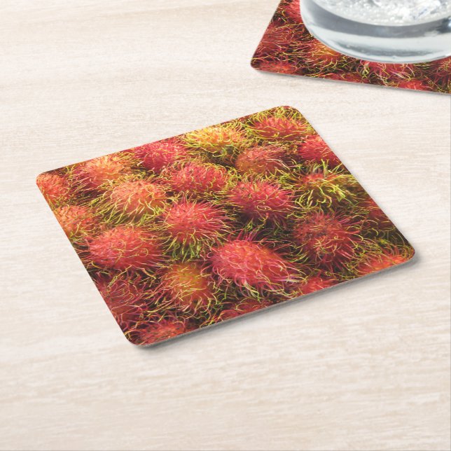 Dessous-de-verre Carré En Papier Fruits tropicaux Rambutan (Incliné)