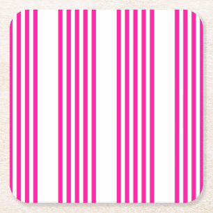 Dessous-de-verre Carré En Papier Fuchsia et blanc cinq bandes motif