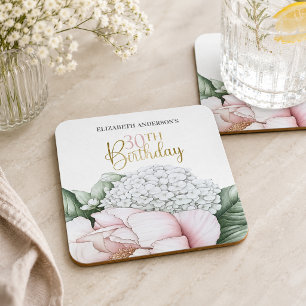 Dessous-de-verre Carré En Papier Fuchsia Pivoine Florale 30e Anniversaire