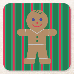 Dessous-de-verre Carré En Papier Fun and Fancy Christmas Gingbread Homme