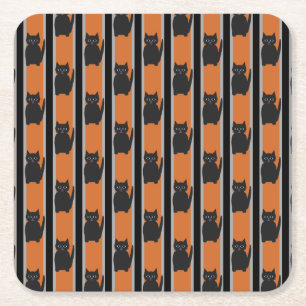 Dessous-de-verre Carré En Papier Fun and Fun Halloween Chats noirs