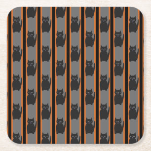 Dessous-de-verre Carré En Papier Fun and Fun Halloween Chats noirs