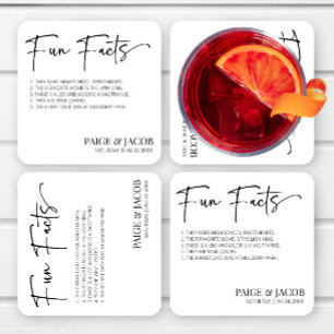 Dessous-de-verre Carré En Papier Fun Facts Classic Minimaliste Mariage