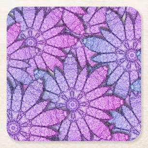 Dessous-de-verre Carré En Papier Fun Purple Flowers