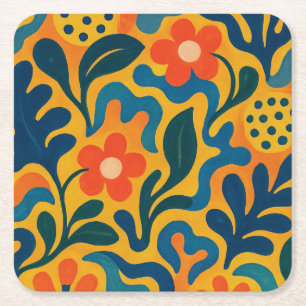 Dessous-de-verre Carré En Papier Fun Retro Garden Collage Motif Motif