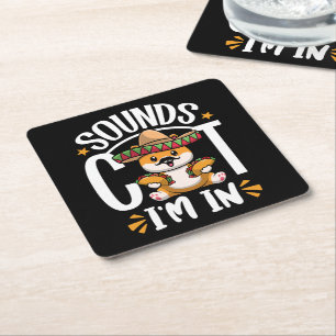 Dessous-de-verre Carré En Papier Funny Cat Cinco De Mayo Don Sombrero Tacos Lover