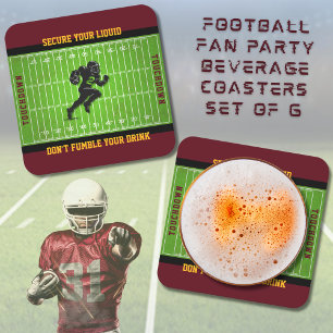 Dessous-de-verre Carré En Papier Funny Football Fan Party Beverage Coasters Set