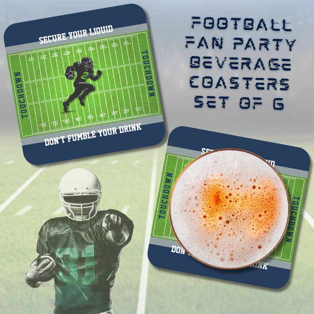 Dessous-de-verre Carré En Papier Funny Game Day Football Field Drink Coaster (Don't fumble your drink! 🏈 Funny coasters perfect for your next Game Day or Tailgate party.)