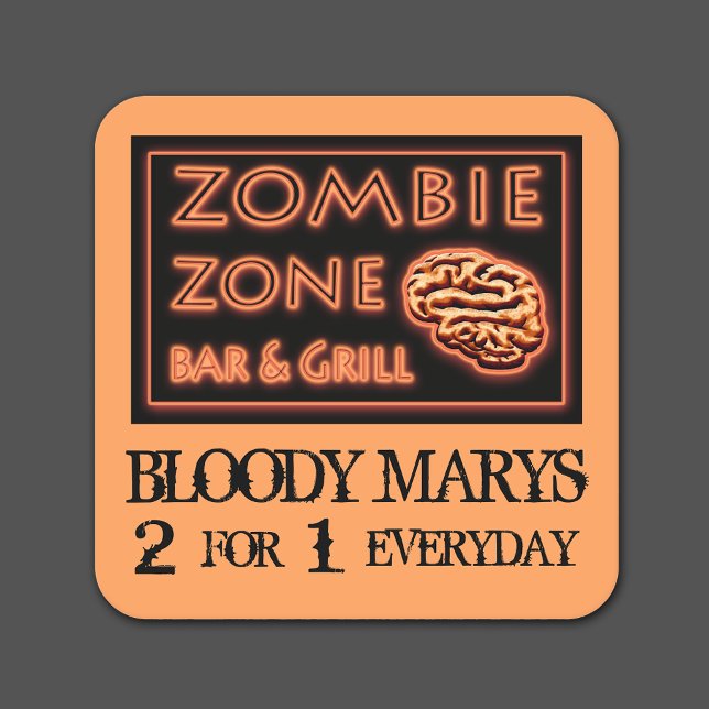 Dessous-de-verre Carré En Papier Funny Halloween Zombie Zone Bloody Marys (Créateur téléchargé)