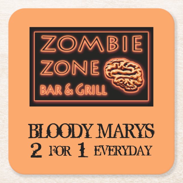 Dessous-de-verre Carré En Papier Funny Halloween Zombie Zone Bloody Marys (Devant)