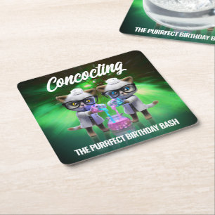 Dessous-de-verre Carré En Papier Funny Mad Chat Scientists Purrfect Anniversaire