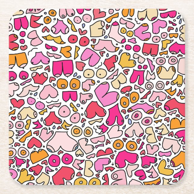 Dessous-de-verre Carré En Papier funny pink (Devant)