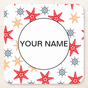 Dessous-de-verre Carré En Papier Funny Seastars Et Steerwheel Motif