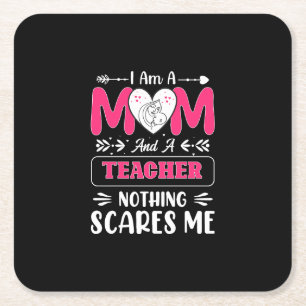 Dessous-de-verre Carré En Papier Funny Teacher Maman, Teacher Maman Funny