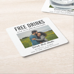 Dessous-de-verre Carré En Papier Funny Unique Photo Wedding Enregistrer la date