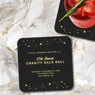 Dessous-de-verre Carré En Papier Gala Ball Charity collecte de fonds Elegant Black