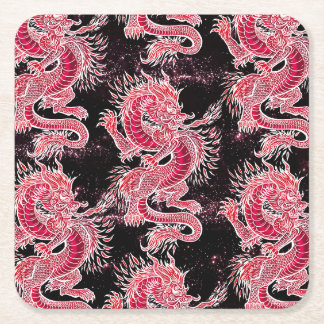 Dessous-de-verre Carré En Papier Galaxie du Dragon Rouge