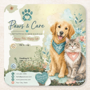 Dessous-de-verre Carré En Papier Garde d'animaux de compagnie Chien mignon et chat