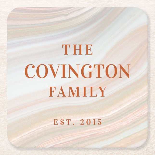 Dessous-de-verre Carré En Papier Géode de marbre chaud (Devant)