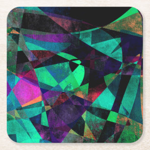 Dessous-de-verre Carré En Papier Géométrique, Colorée, Grungy Art Abstrait