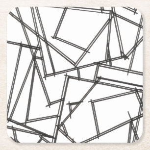 Dessous-de-verre Carré En Papier Géométrique noir et blanc