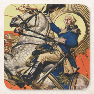 Dessous-de-verre Carré En Papier George Washington à cheval