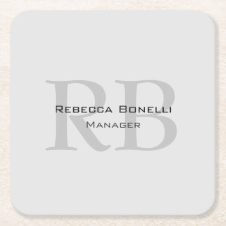 Dessous-de-verre Carré En Papier Gestionnaire de monogrammes gris blanc arrondi