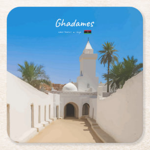 Dessous-de-verre Carré En Papier Ghadames, Libye - Mosquée Blanche
