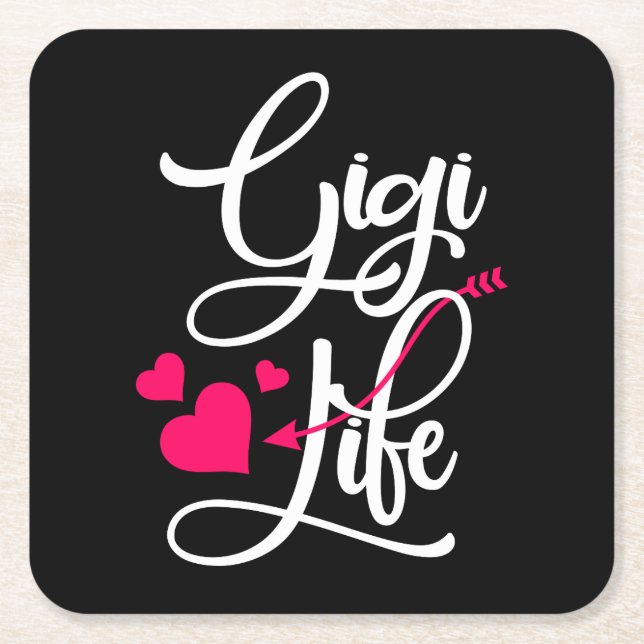 Dessous-de-verre Carré En Papier Gigi Vie Cadeau Fête des mères Anniversaire Grand- (Devant)