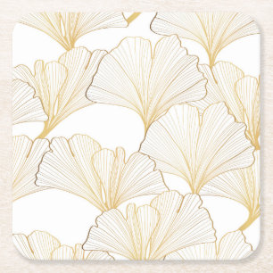 Dessous-de-verre Carré En Papier Ginkgo Gold : Arrangement de feuille luxueux