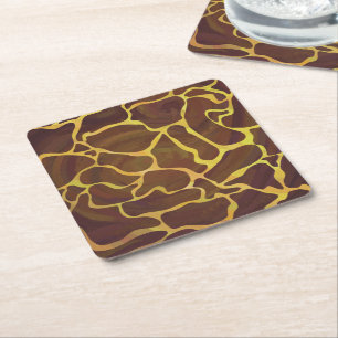 Dessous-de-verre Carré En Papier Giraffe Brown et jaune