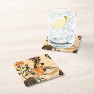 Dessous-de-verre Carré En Papier Giraffe Romantique - Messieurs - Ajouter Votre Tex