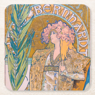 Dessous-de-verre Carré En Papier Gismonda, Sarah Bernhardt, Mucha