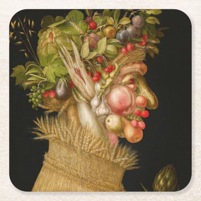 Dessous-de-verre Carré En Papier Giuseppe Arcimboldo - Été (Devant)