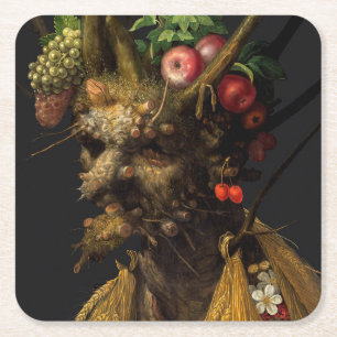 Dessous-de-verre Carré En Papier Giuseppe Arcimboldo - Quatre saisons en une tête