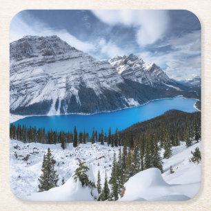Dessous-de-verre Carré En Papier Glace et neige Lac Peyto, Rocheuses canadiennes