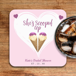 Dessous-de-verre Carré En Papier Glace Rose en Forme de Coeur pour Enterrement de V
