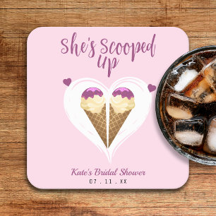 Dessous-de-verre Carré En Papier Glace Rose en Forme de Coeur pour Enterrement de V