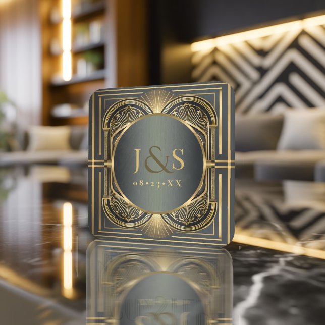 Dessous-de-verre Carré En Papier Glam Art Deco Mariage ID1033 (Créateur téléchargé)