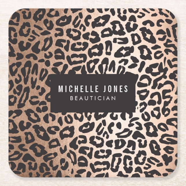 Dessous-de-verre Carré En Papier Glam Leopard Poster de animal (Devant)