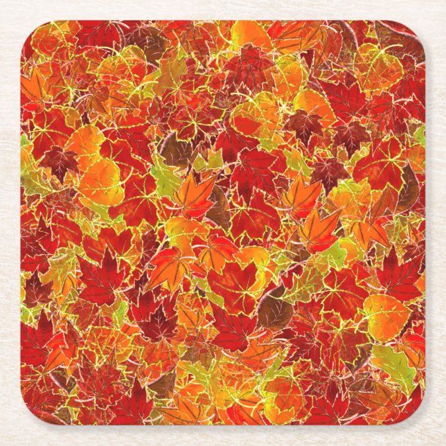 Dessous-de-verre Carré En Papier Glittery Fall Maple Feuilles (Devant)