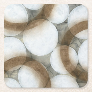 Dessous-de-verre Carré En Papier Globes blancs et cercles Brown
