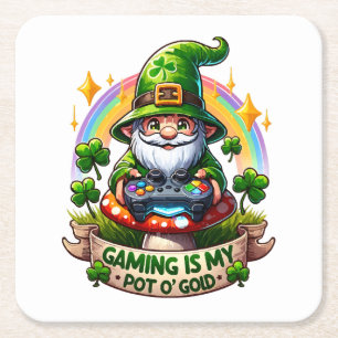 Dessous-de-verre Carré En Papier Gnome de joueur de la Saint-Patrick