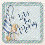 Dessous-de-verre Carré En Papier Gnome de Noël sur Blue Stripes vacances<br><div class="desc">Belle pouce au gnome barbu et un sapin de Noël sur des rayures de bleu, bronzé et vert avec votre salutation de Noël en lettrage chic, ces dessous de verre en papier lourd sont parfaits pour vos réunions de vacances ou pour offrir en cadeau. CORRESPONDRE des articles dans notre magasin....</div>