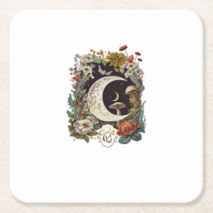 Dessous-de-verre Carré En Papier Goblincore esthétique et champignon doux Cottageco