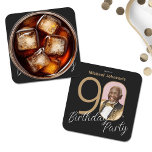 Dessous-de-verre Carré En Papier Gold Black Elegant Photo 90th Birthday Party<br><div class="desc">Gold Black Elegant Photo 90th Birthday Party Carré Dessous de verre papier. Elevez votre célébration de jalon avec une conception d'invitation qui incarne une élégance sobre et un minimalisme chic. Notre thème noir et or exhale le raffinement, créant une atmosphère raffinée pour votre journée spéciale. La fonction photo personnalisée ajoute...</div>