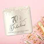 Dessous-de-verre Carré En Papier Gold Parties scintillant 70e fête d'anniversaire<br><div class="desc">Chic coutume 70ème anniversaire dessous de verre de fête avec "70 & Fabulous" dans un script de calligraphie, un arrière - plan de faux feuille d'or et gouttant de fausse parties scintillant or. Parfait pour la décoration des tables que les clients peuvent ramener à la maison comme une fête de...</div>