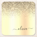 Dessous-de-verre Carré En Papier Gold Parties scintillant Girly Luxe Moderne Monogr<br><div class="desc">Parties scintillant à éperon métallique à l'huile d'or Brossé en métal Monogramme Nom Dessous de verre en papier. Cela fait le cadeau parfait de remise de diplômes,  anniversaire,  mariage,  douche nuptiale,  anniversaire,  baby shower ou bachelorette pour quelqu'un qui aime le luxe glam et les styles chic.</div>